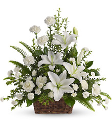 Peaceful White Lilies Basket from Carl Johnsen Florist in Beaumont, TX